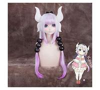ydound 1: 1 Kobayashi-san Chi No Maid 80cm Dragon Kamui Kanna Wigs Gradient Color Cosplay Peluca Hair Accessories Wigs Horns Headdress Accessor KEEBON Cosplay Anime Wig Coser
