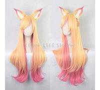 ydound Anime Coer Wig. Ahri Star Guardian Perücke Die neun Schwanzfuchs Cosplay Perücken