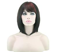 ydound Anime Coer Wig. Perücke Erwachsene Schwarz Highlights Mode Kurzes Haarelement Synthetische Haarspitze Front Perücke Perücken for Frauen Farben Haarauswahl Cosplay Perücke