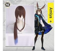 ydound Anime Coer Wig. Vorverkauf Uwowo. Spiel Arknights Amiya Cosplay Perücke 80 cm braun Blaue Farbverlauf Haar Cosplay Perücke