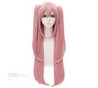 ydound Anime Coser wig 100Cm Long Straight Pink Seraph Of The End Cosplay Hair Krul Tepes Wig Synthetic Anime Wig+ 2Ponytails Wig Only (Color : Wig only)