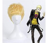 ydound Anime Coser wig 12" Men'S Persona 5 Ryuji Sakamoto Short Golden Hairstyles Synthetic Cosplay Full Wigs Halloween Costume Party Wigs +Wig Cap