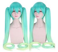 ydound Anime Coser wig 28 Colors Vocaloid Cosplay Wig Long Heat Resistant Synthetic Hair Clip Ponytails Wigs+ Wig Cap Gold 1 ( Color : Race suit miku )