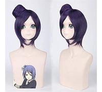 ydound Anime Coser wig Anime Akatsuki Cosplay Wigs Konan Angel Wig Playing Dark Purpl Hair Halloween 1: 1 Wigs + Wig Cap 40cm