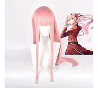 ydound Anime Coser wig Anime DARLING in the FRANXX 02 ZERO TWO Long Wig Cosplay Wig Role Play Pink Color Cos Wig + Wig Cap