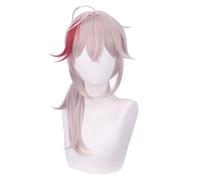 ydound Anime Coser wig Anime Game Cosplay Wig for Genshin Impact Kaedehara Kazuha, Women Semi Long Gray Red Hair Modeling Party Dress Up Wig, Heat Resistant Synthetic Hair + Wig Cap