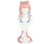 ydound Anime Coser wig Anime Game Cosplay Wig for Genshin Impact Sangonomiya Kokomi, Women Mixed Color Long Ponytail Clip Hair Bun Hair Modeling Party Dress Up Wig + Wig Cap