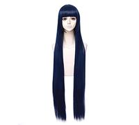 ydound Anime Coser wig Anime Hyuga Hinata 80cm long Straight Hair Neat Bang Cosplay Wigs+ Wig Cap