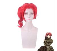 ydound Anime Coser wig Anime JoJo' S Bizarre Adventure Role Wig Kakyoin Noriaki Cosplay Wig Red Curl High Temperature Fiber Wig Cap