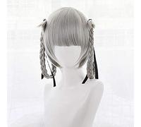 ydound Anime Coser wig Anime Kakegurui Kirari Momobami Short Wigs Gray Braids Styled Clip on Cosplay Wig+ wig cap For Fans 35cm