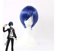 ydound Anime Coser wig Anime PERSONA3 Shin Megami Tensei: Persona 3 Yuki Makoto Yuuki Cosplay Wig Blue Short Synthetic Hair Wigs + Wig Cap