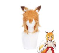 ydound Anime Coser wig Anime Sewayaki Kitsune no Senko- san Senko Wigs Cosplay Costume Gradient Short hair Halloween party Wig With Ears