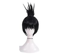 ydound Anime Coser wig Boruto: the Movie Shikadai Nara Shikamaru Cosplay Wig Short Black Ponytail Heat Resistant Synthetic Hair Wig+ Wig Cap