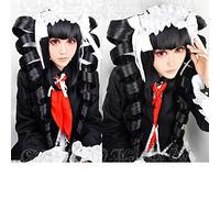 ydound Anime Coser wig Celestia Ludenberg Cosplay Wig Black Spiral Curl Long Synthetic Hair+ Wig Cap