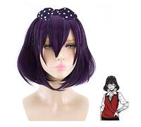 ydound Anime Coser wig CosNoble Ikishima Midari Wig with Eye Patch with 2 Keychains Anime Kakegurui Compulsive Gambler Costume Hair