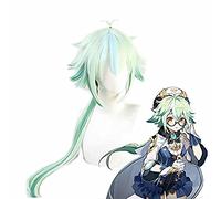 ydound Anime Coser wig CosNoble Sucrose Wig with Keychain Game Genshin Impact Costume Green Long Hair Cosplay Pendant Accessory