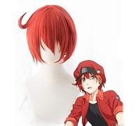 ydound Anime Coser wig Cosplay Red Blood Wig New Cells at Work Cosplay Wig Erythrocyte Cell Neutrophil Platelet Synthetic Hataraku Saibou Cosplay Wigs+ Wig Cap