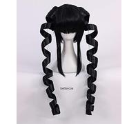 ydound Anime Coser wig Dangan Ronpa Celestia Ludenberg Cosplay Wig Ludenbeck Black Roll Heat Resistant Synthetic Hair Wig+ Wig Cap