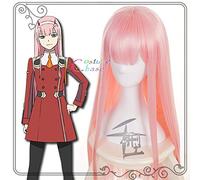 ydound Anime Coser wig Darling In The Franxx 02 Zero Two 100Cm Long Pink Role Play Halloween Cosplay Costumes Synthetic Hair Party + Free Wig Cap