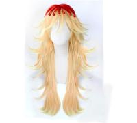 ydound Anime Coser wig Demon Slayer: Kimetsu no Yaiba Douma Gold Mix Red Styled Woman Cosplay Party Fashion Anime Human Costume Full wigs Synthetic Hair Heat Resistant Fiber(WIG ONLY)