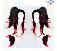 ydound Anime Coser wig Demon Slayer: Kimetsu no Yaiba Kokushibou Black Mix Red Long Styled Woman Cosplay Party Fashion Anime Human Costume Full wigs Synthetic Hair Heat Resistant Fiber