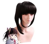 ydound Anime Coser wig Demon Slayer Tsuyuri Kanao Cosplay Wigs for Costume Black Ponytail Hair Wig Anime Harajuku Cute Synthetic Wigs for Halloween Party