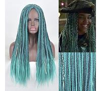 ydound Anime Coser wig Descendants 2 Uma Cosplay Wig Long Afro Braids Curly Tail Blue Hair Women Wigs+ Free Wig Cap