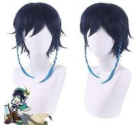 ydound Anime Coser wig Game Genshin Impact Project Barbatos Wig Playing Powder Short Blue Gradient Hair Halloween 1: 1 Wigs 35cm Cosplay Wigs