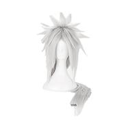 ydound Anime Coser wig Jiraiya Cosplay Wig 100cm Long Silver Grey Heat Resistant Synthetic Hair Wig + Wig Cap