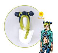 ydound Anime Coser wig JOJO' s Bizarre Adventure Jolyne Cujoh Cosplay Blue Green Braid Wig Heat- resistant Fiber Hair+ Wig Cap Party Props Men Women