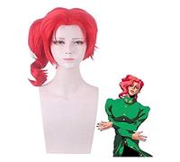 ydound Anime Coser wig JOJO' s Bizarre Adventure Kakyoin Noriaki Men Red Ponytail Wig Cosplay Costume Heat Resistant Synthetic Hair Party Role Play Wigs