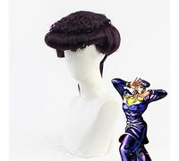 ydound Anime Coser wig Josuke Higashikata Cosplay Wig JoJo' s Bizarre Adventure Dark Purple Wig Carnival Halloween Party Heat Resistant Hair + Wig Cap