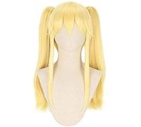 ydound Anime Coser wig Long Ponytail Hair Wig Anime Kakegurui Saotome Meari Cosplay Wigs Halloween Women/Girls Light Gold+ wig cap