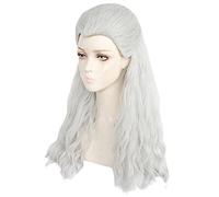 ydound Anime Coser wig Men Women Silver White Cosplay Geralt Of Rivia From Witcher Games Long Straight Cosplay Costume Wigs Synthetic Hair Wig Multi (Color : White)