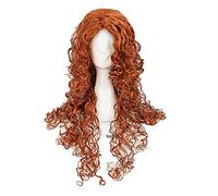 ydound Anime Coser wig Movie Brave Princess Merida Cosplay Wigs Long Curly Heat Resistant Synthetic Hair Wig+ Wig Cap