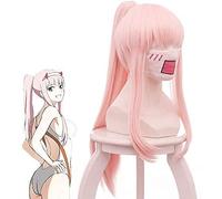 ydound Anime Coser wig New DARLING in the FRANXX 02 Cosplay Wigs Zero Two Wigs Pink Synthetic Hair Heat Resistance Cosplay Wig Hair+ Wig Cap 100cm Long