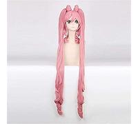 ydound Anime Coser wig Pretty Soldier Sailor Moon Chibi Usa Long Straight Cosplay Wigs For Women Female Synthetic Hair Wig Two Ponytail And Bun Pink Long