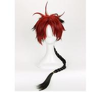 ydound Anime Coser wig Seraph Of The End Crowley Eusford Long Red & Black Braid Gradient Heat Resistant Cosplay Synthetic Hair Halloween+ Free Wig Cap