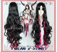 ydound Anime Coser wig Sessyoin Kiara Cosplay Wig Fate Grand Order Long Black Mix Pink Curly Wavy Synthetic Hair+ Free Wig Cap