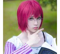 ydound Anime Coser wig The Seven Deadly Sins Goat' s Sin of Lust Gowther Short Rose Red Heat Resistant Hair Cosplay Costume Wig + Free Wig Cap