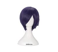 ydound Anime Coser wig Tokyo Ghoul Touka Kirishima Cosplay Wig Kirishima Toka Short Purple Heat Resistant Synthetic Hair Wig+ Wig Cap