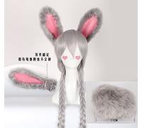 ydound Anime Coser wig Zootopia Judy Rabbit Wigs For Women Sale 80Cm Long Straight Braid Heat Resistant Synthetic Hair Wig Grey For Movie Anime Party Wig Tail Ear ( Color : Wig tail ear )