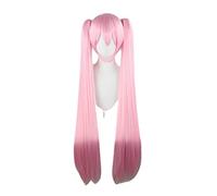 ydound Anime Cosplay Costume Wig with Double Ponytails Wig for Girls Long Straight Wavy Synthetic Hair with Bangs for Halloween, Party, Carnival (Brown) (Color : Pink)