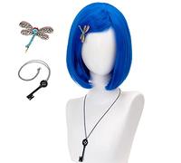 ydound Coraline Wig Light Blue Wigs with Bangs for Girls Short Bob Wig Cosplay Costume Halloween Party, Christmas, Carnival Cosplay Anime Wig Coser, Onecolor