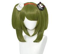 ydound Green Wig + 2 Bear Clips Anime Pigtails Cosplay Wig for Monaca Towa with Detachable Ponytails Lolita Hair with Bangs for Halloween Party + Cap Cosplay Anime Wig Coser