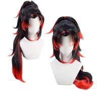ydound Kokushibou Wig Cosplay Black Red Long Wig Anime Costume with Wig Cap Cosplay Anime Wig Coser
