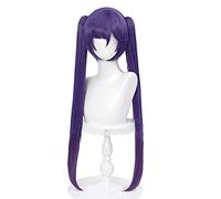 ydound Purple Cosplay Wig for Mona Genshin Impact Anime Lavender Straight Hair Wigs with Separated Pigtails Cosplay Anime Wig Coser
