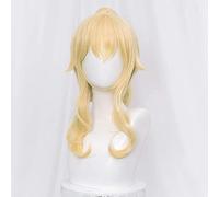 ydound Wavy Blonde Ponytail Wig for Jean Genshin Impact Game Role Anime Cosplay Hair Wigs with Pigtails Bangs + Cap Cosplay Anime Wig Coser