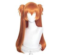 ydound Womens Orange Long Straight Hair Asuka Langley Wig with Ponytails Anime Cosplay Cosplay Anime Wig Coser