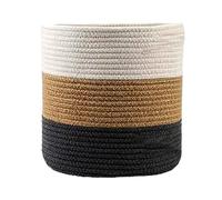 YDQUANI Woven Cotton Jute Rope Plant Basket, 30 x 30 cm, Natural, Rustic Modern, Round, Foldable, Storage, Decorative, Portable